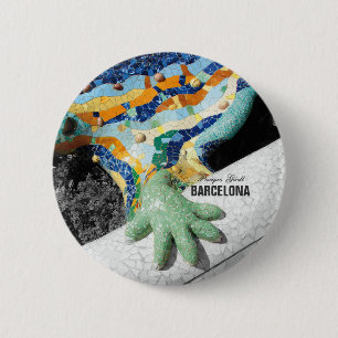 Badge Rond 5 Cm Parc Guell de Barcelone Gaudi
