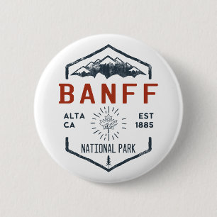 Badge Rond 5 Cm Parc national Banff Canada Vintage en détresse