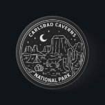 Badge Rond 5 Cm Parc national Carlsbad Caverns Vintage<br><div class="desc">Carlsbad Caverns design monoline. Le parc compte plus de 100 grottes. Des stalactites s'accrochent au toit de la Big Room,  une énorme chambre souterraine dans la caverne.</div>