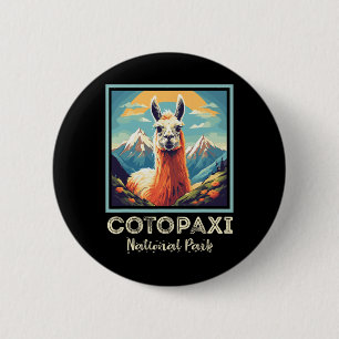 Badge Rond 5 Cm Parc national de Cotopaxi Llama Flower Souvenir Éq