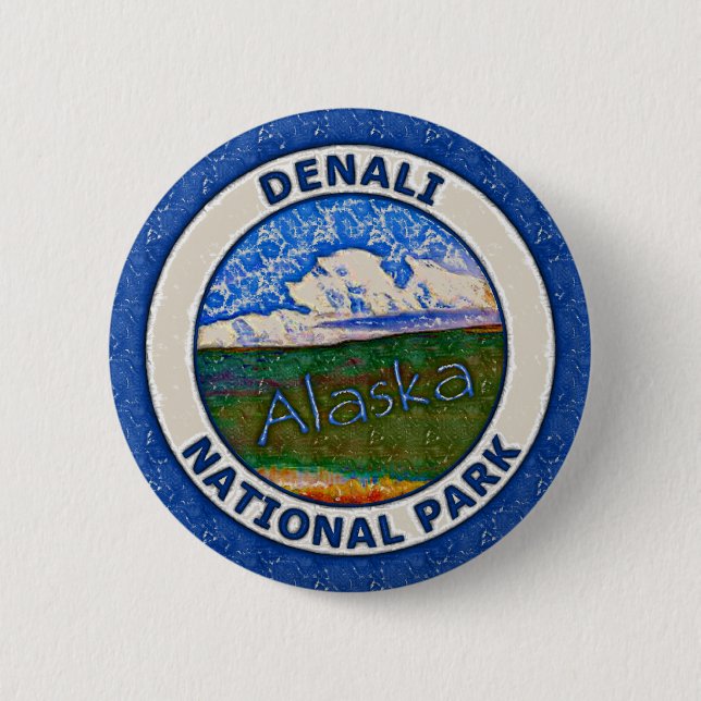 Badge Rond 5 Cm Parc national de Denali, Alaska (Devant)