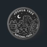 Badge Rond 5 Cm Parc national de Joshua Tree Vintage Monoline<br><div class="desc">Oeuvre de Joshua Tree monoline. Le parc porte le nom des Josués torsadés et embrouillés de la région,  le parc côtoie le désert du Colorado à pointes de cactus et le désert de Mojave.</div>