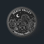 Badge Rond 5 Cm Parc national de la vallée de la Mort Dunes de sab<br><div class="desc">Design monoline de la vallée de la Mort. Le parc est connu pour Titus Canyon,  avec une ville fantôme et des rochers colorés,  et les salines du bassin de Badwater,  point le plus bas de l'Amérique du Nord.</div>