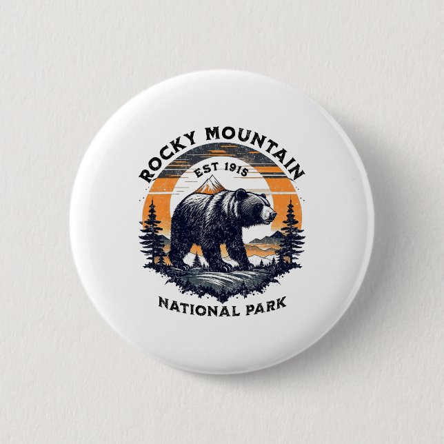 Badge Rond 5 Cm Parc national de Rocky Mountain  (Devant)