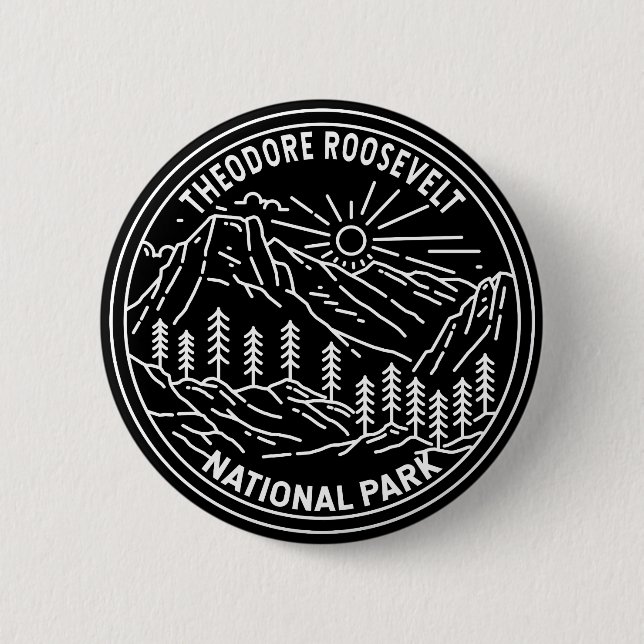 Badge Rond 5 Cm Parc national de Theodore Roosevelt Monoline (Devant)