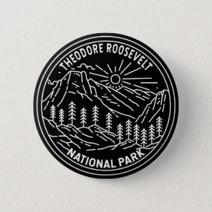 Badge Rond 5 Cm Parc national de Theodore Roosevelt Monoline