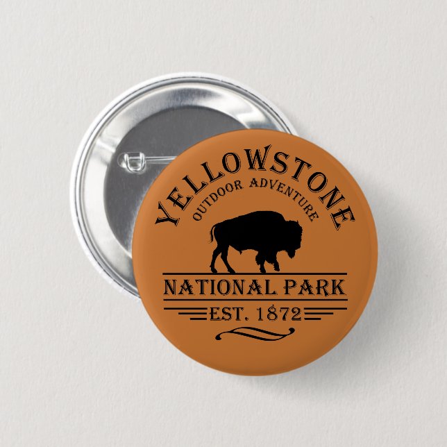 Badge Rond 5 Cm parc national de yellowstone (Devant & derrière)
