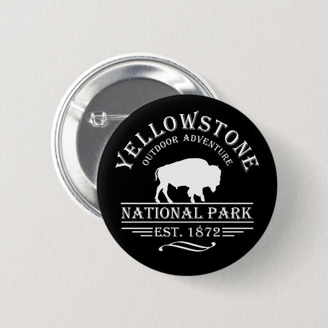 Badge Rond 5 Cm parc national de yellowstone (Devant & derrière)