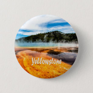 Badge Rond 5 Cm Parc national de Yellowstone Montagnes Nature Anim