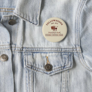 Badge Rond 5 Cm Parc national de Yellowstone vintage