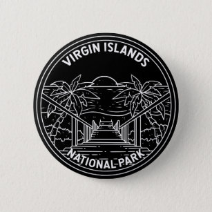 Badge Rond 5 Cm Parc national des Îles Vierges Monoline