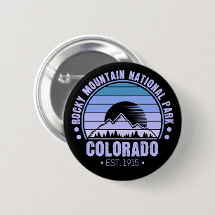 Badge Rond 5 Cm Parc national des Rocheuses Colorado Retro