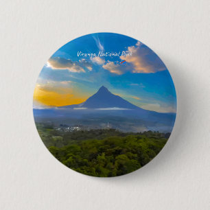 Badge Rond 5 Cm Parc national des Virunga, RD Congo - Volcan