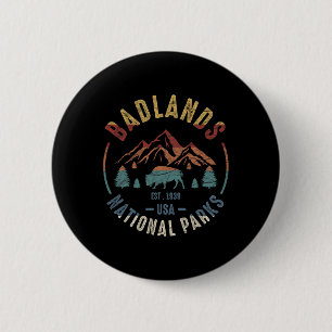 Badge Rond 5 Cm Parc national Dlands Dakota du Sud Le Mont Rushmo