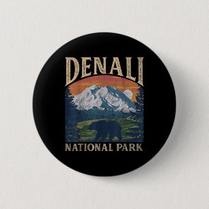 Badge Rond 5 Cm Parc National Du Denali vintage Montage Rétro Pour