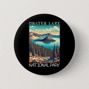 Badge Rond 5 Cm Parc national du lac Crater Rétro Vacances Camping