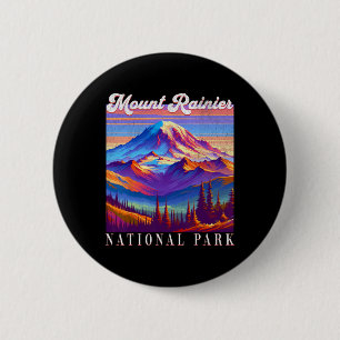 Badge Rond 5 Cm Parc national du mont Rainier Souvenir d'art de mo