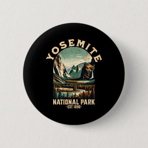 Badge Rond 5 Cm Parc national rétro de Yosemite Usa Randonnée vint