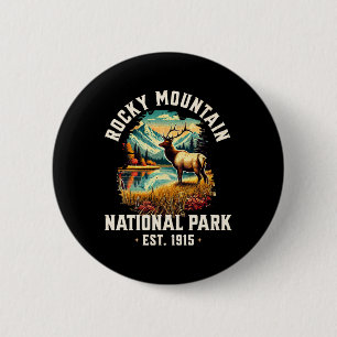 Badge Rond 5 Cm Parc national rétro vintage des montagnes rocheuse