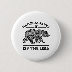 Badge Rond 5 Cm Parcs Nationaux Ours Randonnée Voyage Camping Plei
