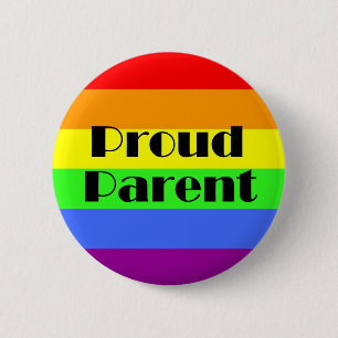 Badge Rond 5 Cm Parent fier sur arrière - plan arc-en-ciel