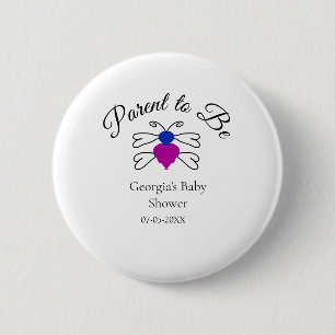 Badge Rond 5 Cm Parents à être bleu rose baby shower miel abeille