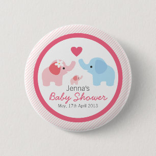Badge Rond 5 Cm Parents et baby shower d'éléphant