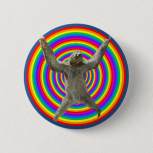 Badge Rond 5 Cm Paresse d'arc-en-ciel