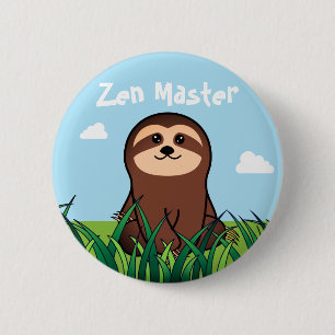 Badge Rond 5 Cm Paresse de kawaii "de maître de zen"
