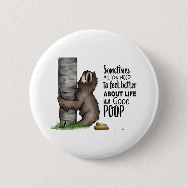 Badge Rond 5 Cm paresse pooping (Devant)