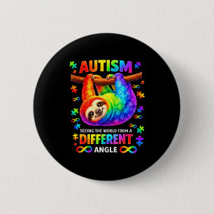Badge Rond 5 Cm Paresseux arc-en-ciel de l'autisme voyant le monde