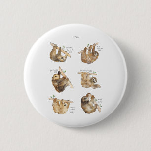 Badge Rond 5 Cm Paresseux Classique