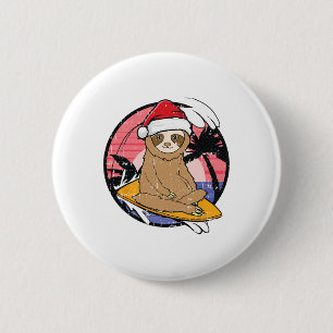 Badge Rond 5 Cm Paresseux de surf Noël en juillet Plage Vacances d