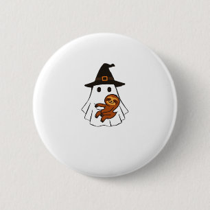 Badge Rond 5 Cm Paresseux Halloween Fantôme Sorcière Chapeau Amour