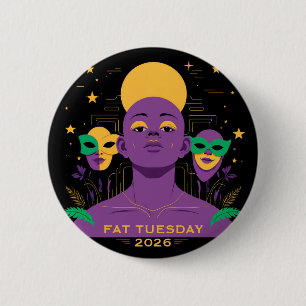 Badge Rond 5 Cm Parfait pour Mardi Gras 2026