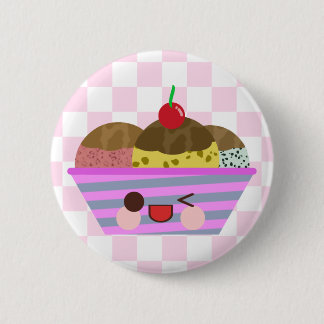 Badge Rond 5 Cm Parfums de Sundae de Crème Glacée Kawaii Délicieux