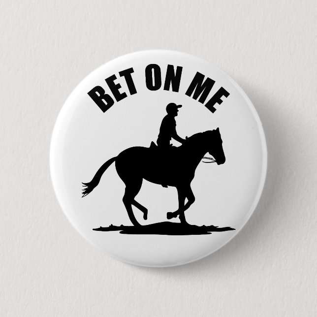 Badge Rond 5 Cm Pari Sur Moi - Course À Cheval (Devant)