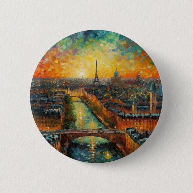 Badge Rond 5 Cm Paris by night van Gogh (Devant)
