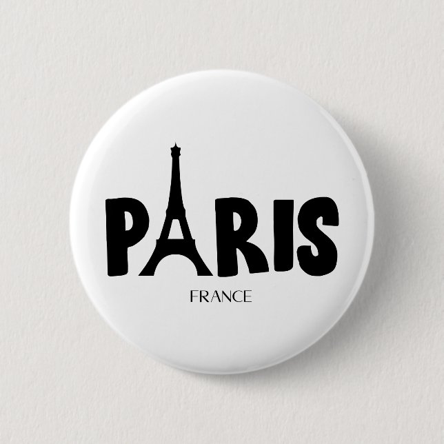 Badge Rond 5 Cm Paris France  (Devant)