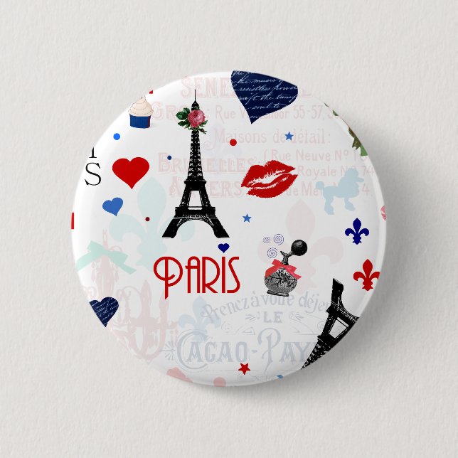 Badge Rond 5 Cm Paris motif avec Tour Eiffel (Devant)