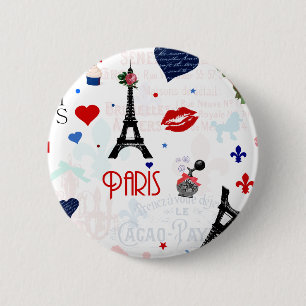 Badge Rond 5 Cm Paris motif avec Tour Eiffel
