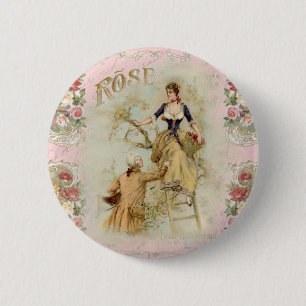 Badge Rond 5 Cm Paris romantique Shabbychic rose