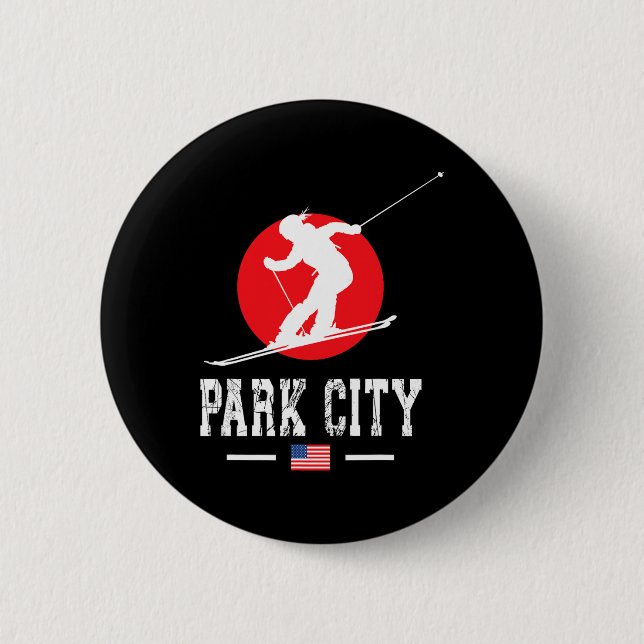 Badge Rond 5 Cm Park City Usa Station de ski Rocky Mountains Ameri (Devant)