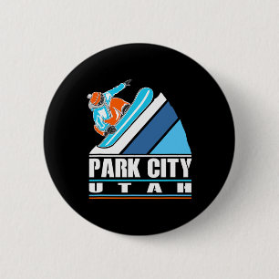 Badge Rond 5 Cm Park City Utah - Snowboardeur Vintage