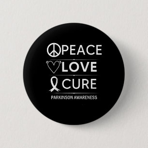 Badge Rond 5 Cm Parkinsons Maladie Sensibilisation Paix Amour Cure