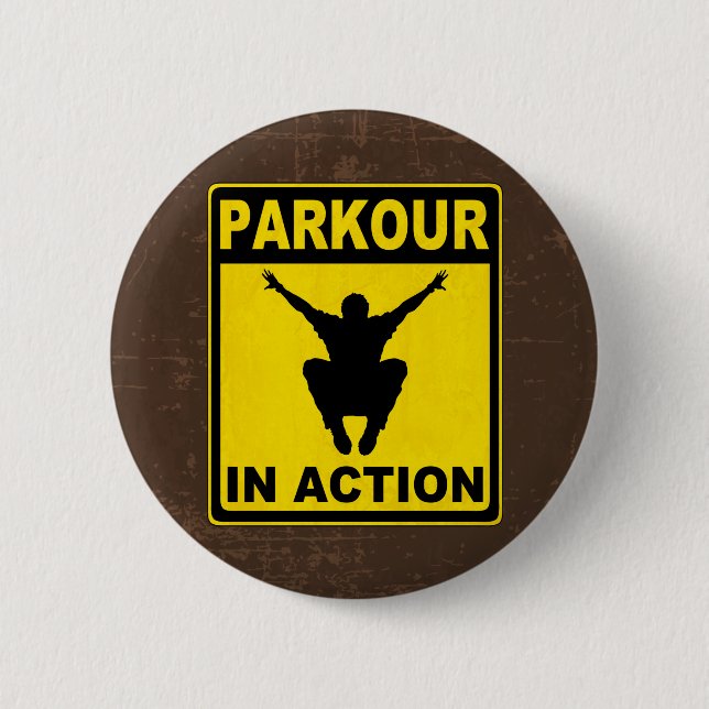 Badge Rond 5 Cm Parkour dans l'enseigne d'action (Devant)