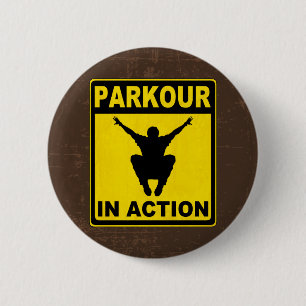 Badge Rond 5 Cm Parkour dans l'enseigne d'action