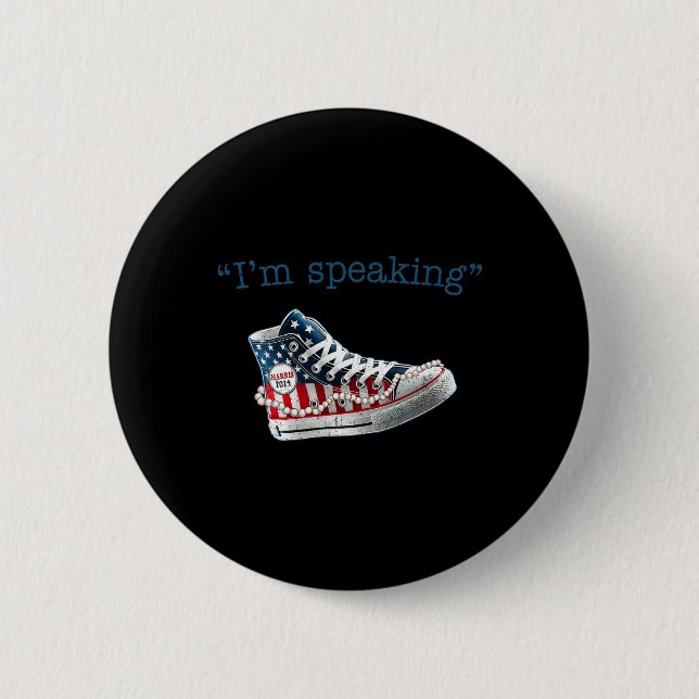 Badge Rond 5 Cm Parlant Kamala Harris Président 2024 Drapeau améri (Devant)