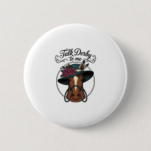 Badge Rond 5 Cm Parle Derby à Moi Design de Chapeau de Cheval Vint