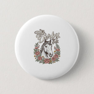 Badge Rond 5 Cm Parle Derby à Moi Fleur Cheval Vintage Chemise_1